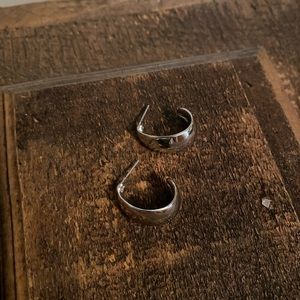 Silver crescent shape earrings